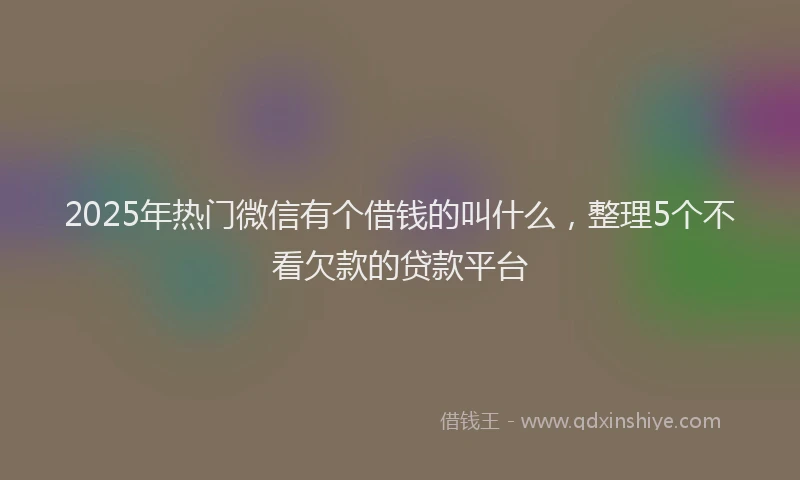 2025年热门微信有个借钱的叫什么,整理5个不看欠款的贷款平台