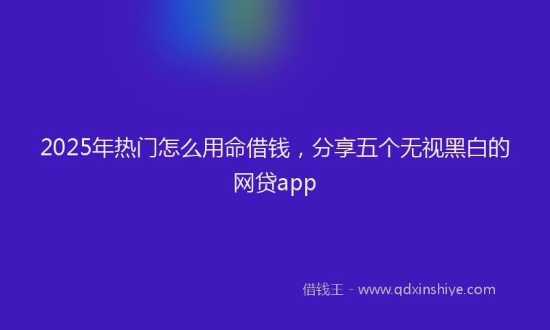 2025年热门怎么用命借钱，分享五个无视黑白的网贷app