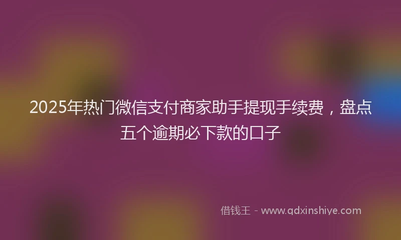 2025年热门微信支付商家助手提现手续费，盘点五个逾期必下款的口子