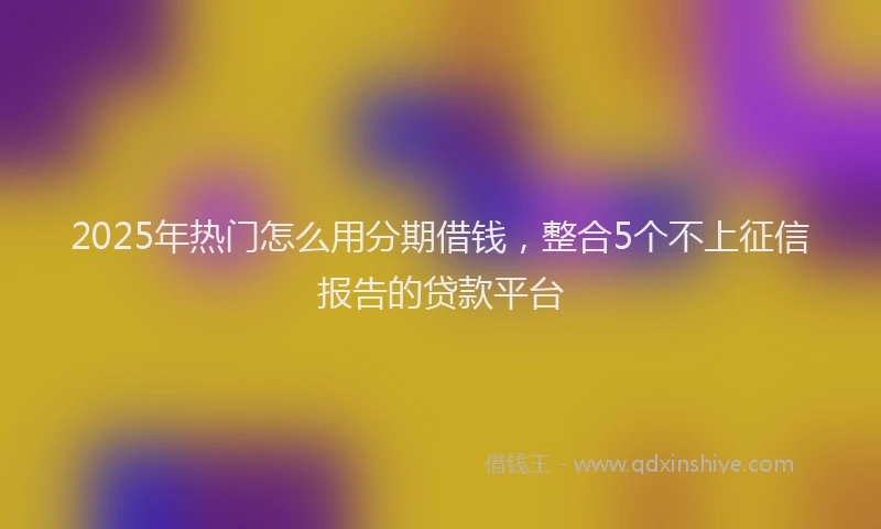 2025年热门怎么用分期借钱，整合5个不上征信报告的贷款平台