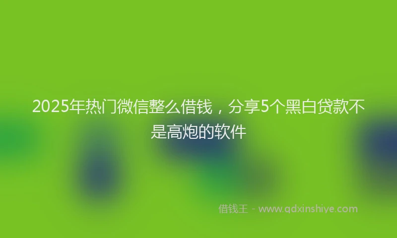 2025年热门微信整么借钱，分享5个黑白贷款不是高炮的软件