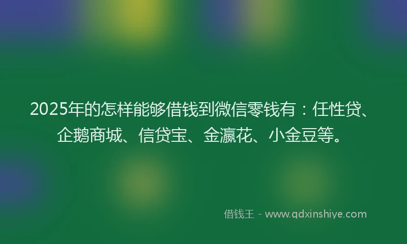2025年的怎样能够借钱到微信零钱有：任性贷、企鹅商城、信贷宝、金瀛花、小金豆等。