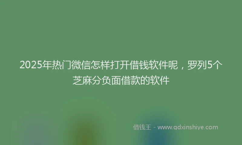 2025年热门微信怎样打开借钱软件呢，罗列5个芝麻分负面借款的软件