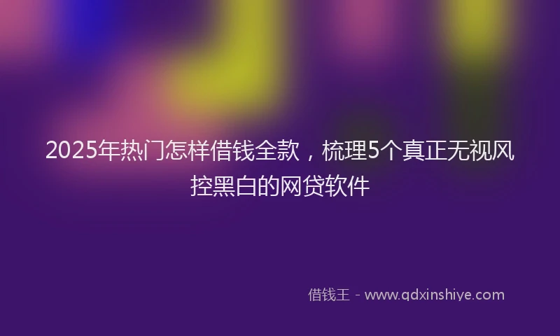 2025年热门怎样借钱全款，梳理5个真正无视风控黑白的网贷软件