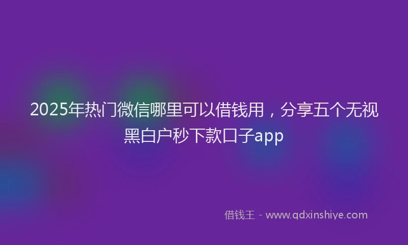 2025年热门微信哪里可以借钱用，分享五个无视黑白户秒下款口子app