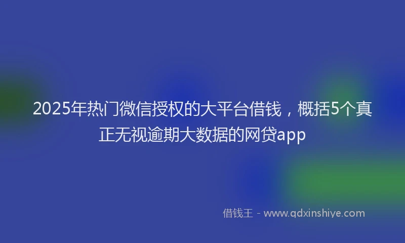 2025年热门微信授权的大平台借钱,概括5个真正无视逾期大数据的网贷app