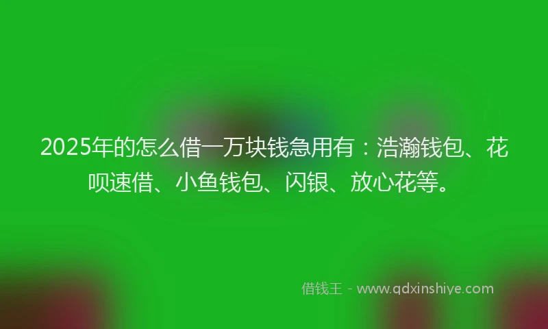 2025年的怎么借一万块钱急用有：浩瀚钱包、花呗速借、小鱼钱包、闪银、放心花等。