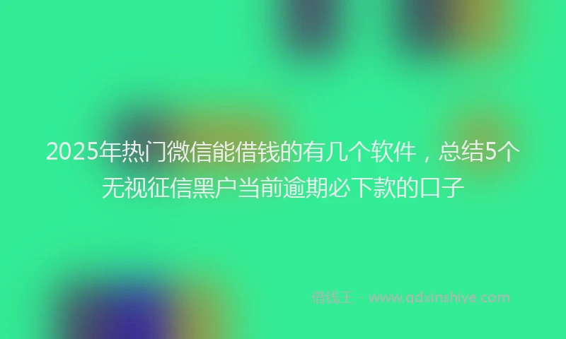 2025年热门微信能借钱的有几个软件，总结5个无视征信黑户当前逾期必下款的口子
