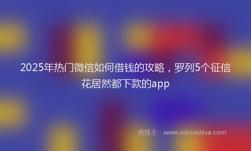 2025年热门微信如何借钱的攻略，罗列5个征信花居然都下款的app