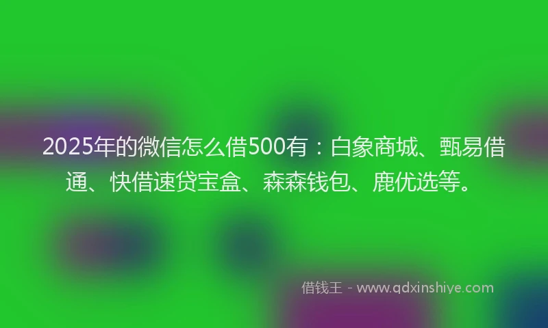 2025年的微信怎么借500有：白象商城、甄易借通、快借速贷宝盒、森森钱包、鹿优选等。
