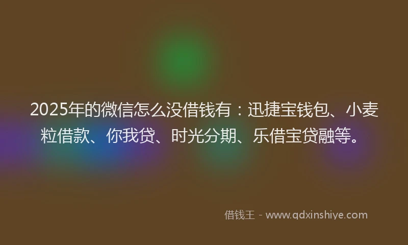 2025年的微信怎么没借钱有：迅捷宝钱包、小麦粒借款、你我贷、时光分期、乐借宝贷融等。