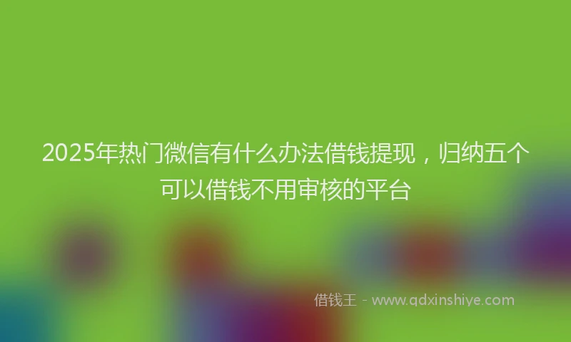 2025年热门微信有什么办法借钱提现，归纳五个可以借钱不用审核的平台
