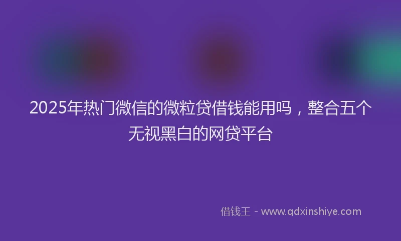 2025年热门微信的微粒贷借钱能用吗，整合五个无视黑白的网贷平台