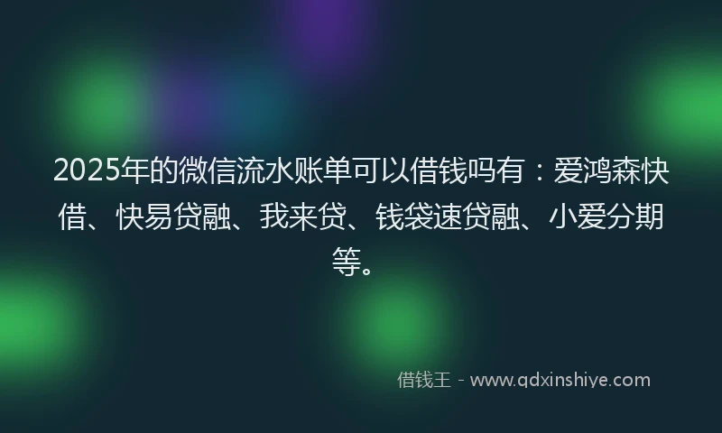 2025年的微信流水账单可以借钱吗有：爱鸿森快借、快易贷融、我来贷、钱袋速贷融、小爱分期等。