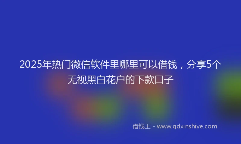 2025年热门微信软件里哪里可以借钱,分享5个无视黑白花户的下款口子