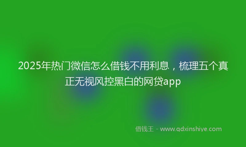 2025年热门微信怎么借钱不用利息，梳理五个真正无视风控黑白的网贷app