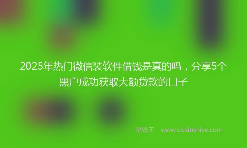 2025年热门微信装软件借钱是真的吗,分享5个黑户成功获取大额贷款的口子