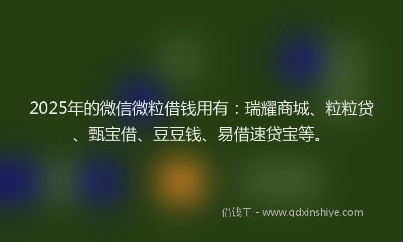 2025年的微信微粒借钱用有：瑞耀商城、粒粒贷、甄宝借、豆豆钱、易借速贷宝等。