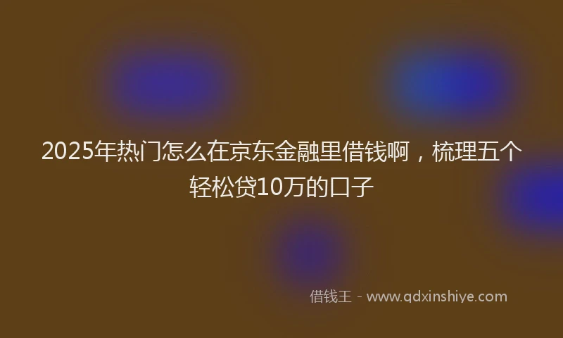 2025年热门怎么在京东金融里借钱啊，梳理五个轻松贷10万的口子