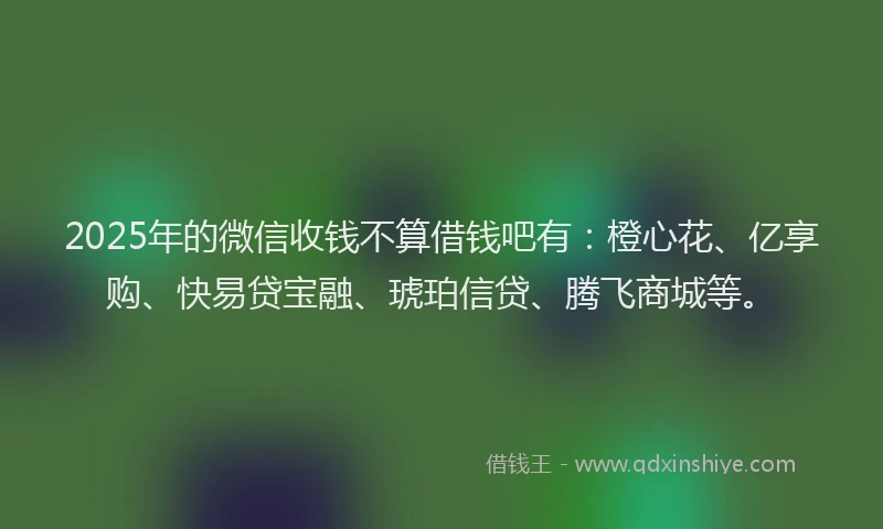2025年的微信收钱不算借钱吧有：橙心花、亿享购、快易贷宝融、琥珀信贷、腾飞商城等。