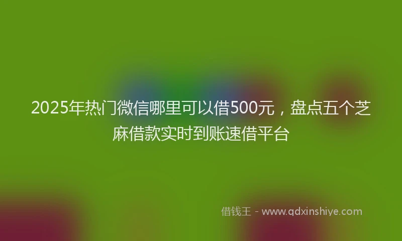 2025年热门微信哪里可以借500元，盘点五个芝麻借款实时到账速借平台