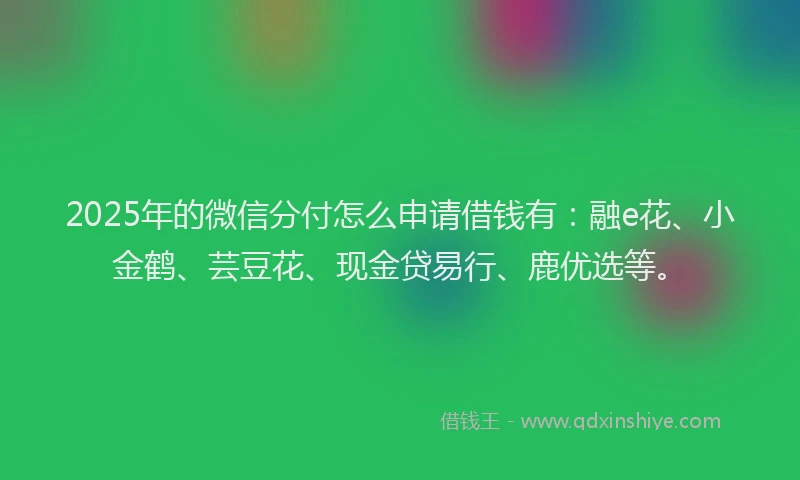 2025年的微信分付怎么申请借钱有：融e花、小金鹤、芸豆花、现金贷易行、鹿优选等。