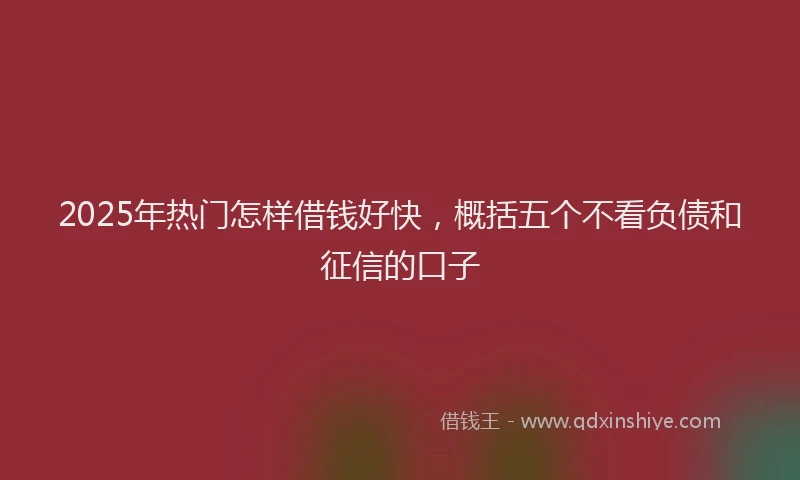2025年热门怎样借钱好快，概括五个不看负债和征信的口子