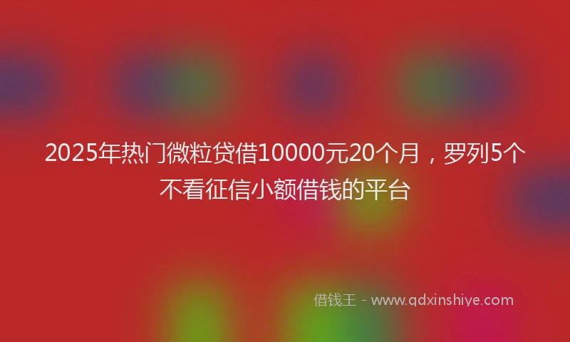 2025年热门微粒贷借10000元20个月，罗列5个不看征信小额借钱的平台