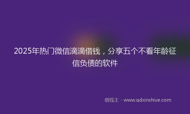 2025年热门微信滴滴借钱，分享五个不看年龄征信负债的软件