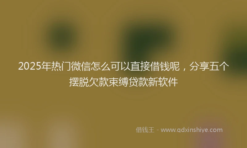 2025年热门微信怎么可以直接借钱呢,分享五个摆脱欠款束缚贷款新软件