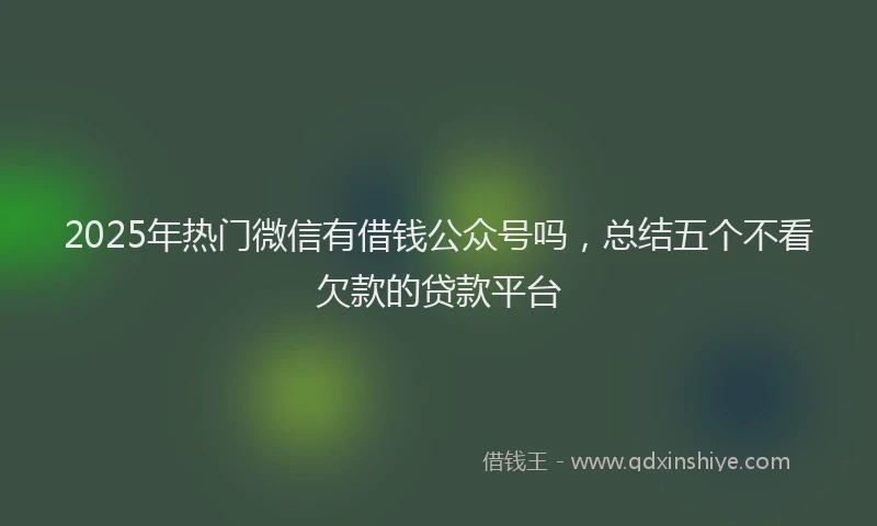 2025年热门微信有借钱公众号吗，总结五个不看欠款的贷款平台
