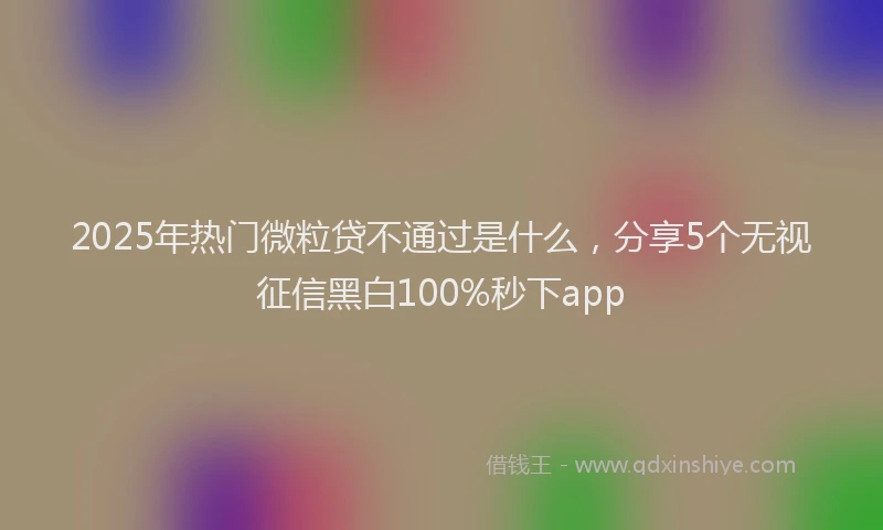 2025年热门微粒贷不通过是什么，分享5个无视征信黑白100%秒下app