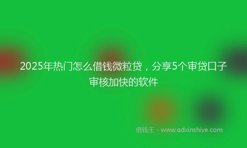 2025年热门怎么借钱微粒贷，分享5个审贷口子审核加快的软件