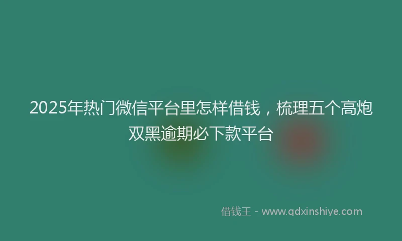 2025年热门微信平台里怎样借钱，梳理五个高炮双黑逾期必下款平台