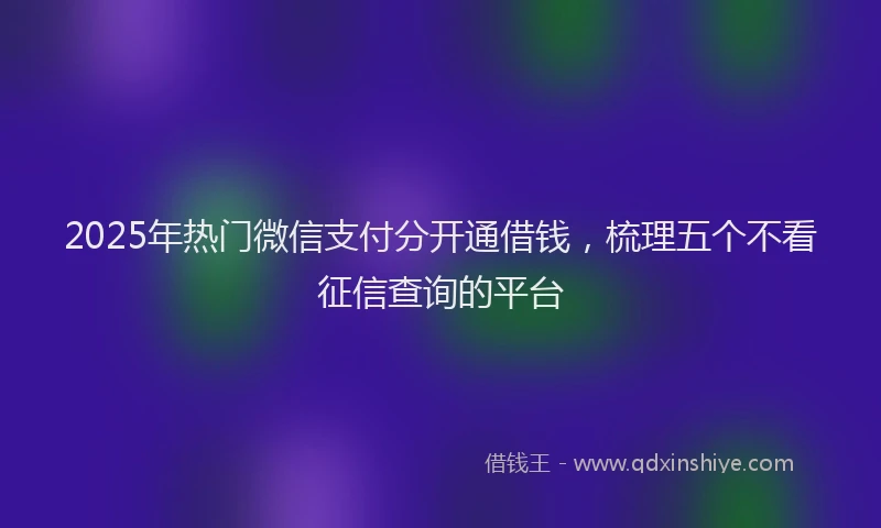 2025年热门微信支付分开通借钱，梳理五个不看征信查询的平台