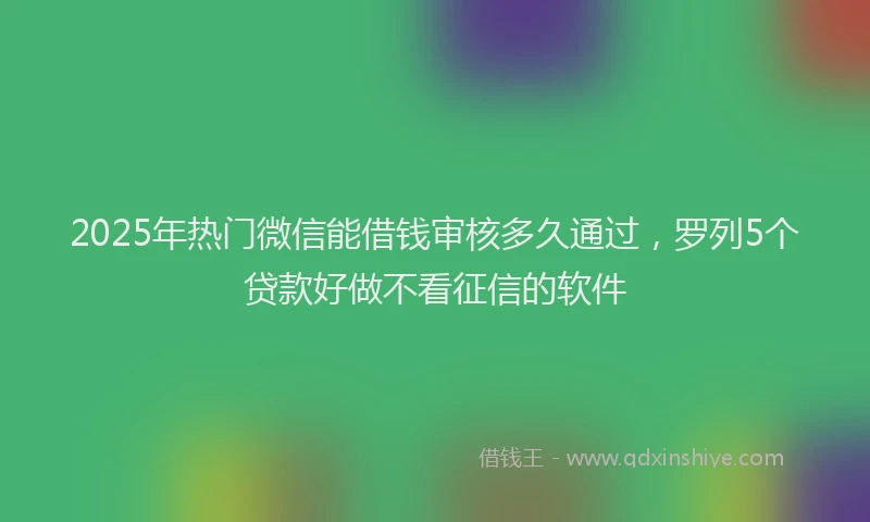 2025年热门微信能借钱审核多久通过，罗列5个贷款好做不看征信的软件