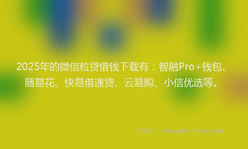 2025年的微信粒贷借钱下载有：智融Pro+钱包、随易花、快易借速贷、云易购、小信优选等。
