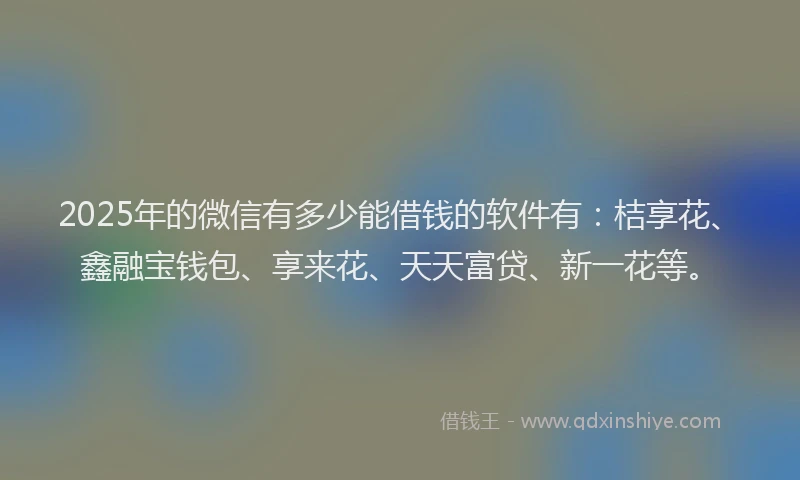 2025年的微信有多少能借钱的软件有：桔享花、鑫融宝钱包、享来花、天天富贷、新一花等。