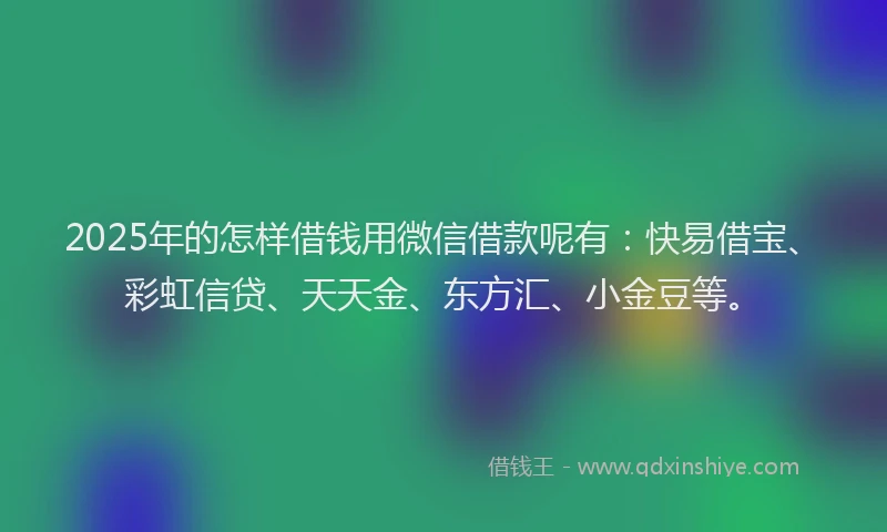2025年的怎样借钱用微信借款呢有：快易借宝、彩虹信贷、天天金、东方汇、小金豆等。