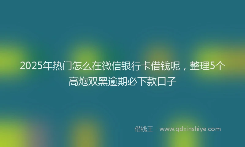 2025年热门怎么在微信银行卡借钱呢，整理5个高炮双黑逾期必下款口子