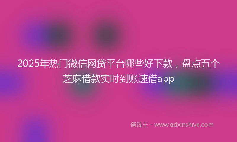 2025年热门微信网贷平台哪些好下款，盘点五个芝麻借款实时到账速借app