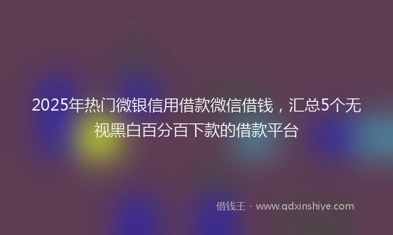 2025年热门微银信用借款微信借钱，汇总5个无视黑白百分百下款的借款平台