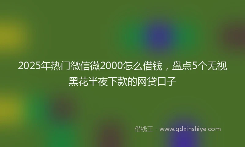 2025年热门微信微2000怎么借钱，盘点5个无视黑花半夜下款的网贷口子