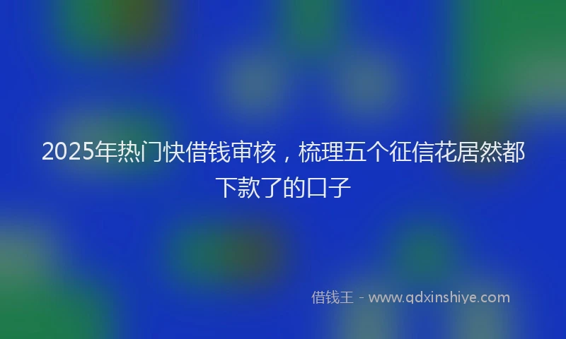 2025年热门快借钱审核，梳理五个征信花居然都下款了的口子