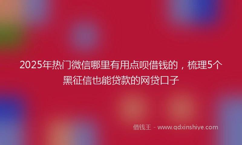 2025年热门微信哪里有用点呗借钱的，梳理5个黑征信也能贷款的网贷口子