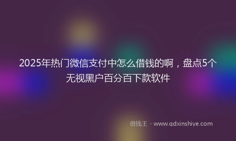 2025年热门微信支付中怎么借钱的啊，盘点5个无视黑户百分百下款软件