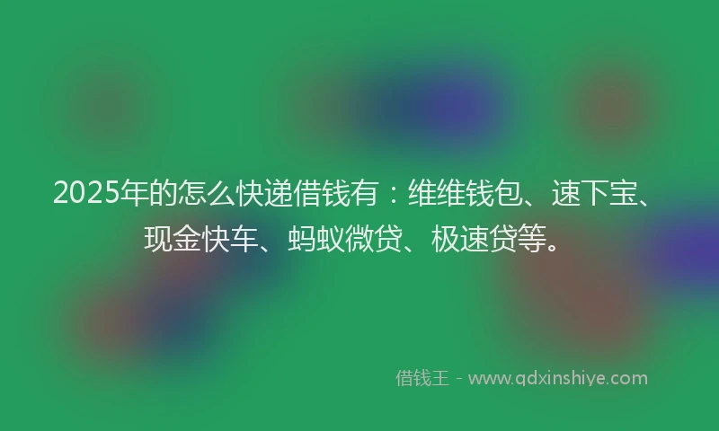 2025年的怎么快递借钱有：维维钱包、速下宝、现金快车、蚂蚁微贷、极速贷等。