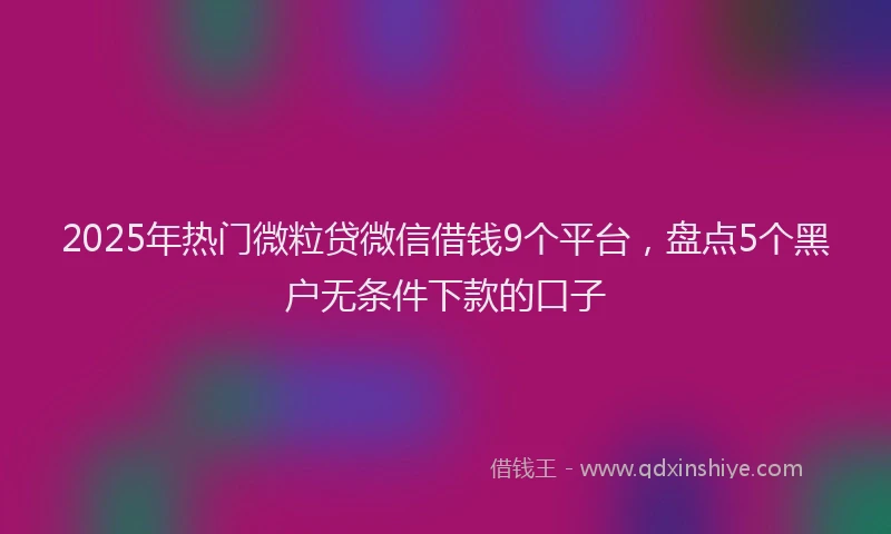 2025年热门微粒贷微信借钱9个平台,盘点5个黑户无条件下款的口子