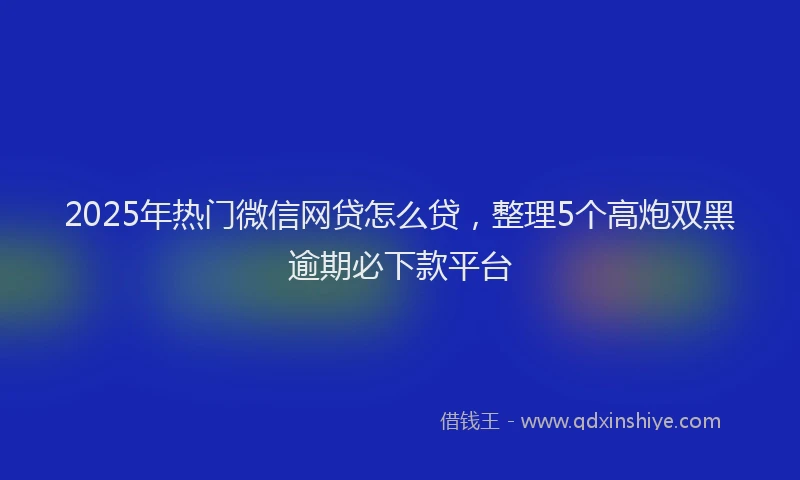 2025年热门微信网贷怎么贷，整理5个高炮双黑逾期必下款平台