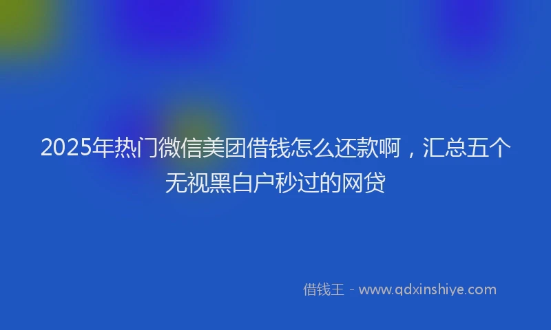 2025年热门微信美团借钱怎么还款啊，汇总五个无视黑白户秒过的网贷